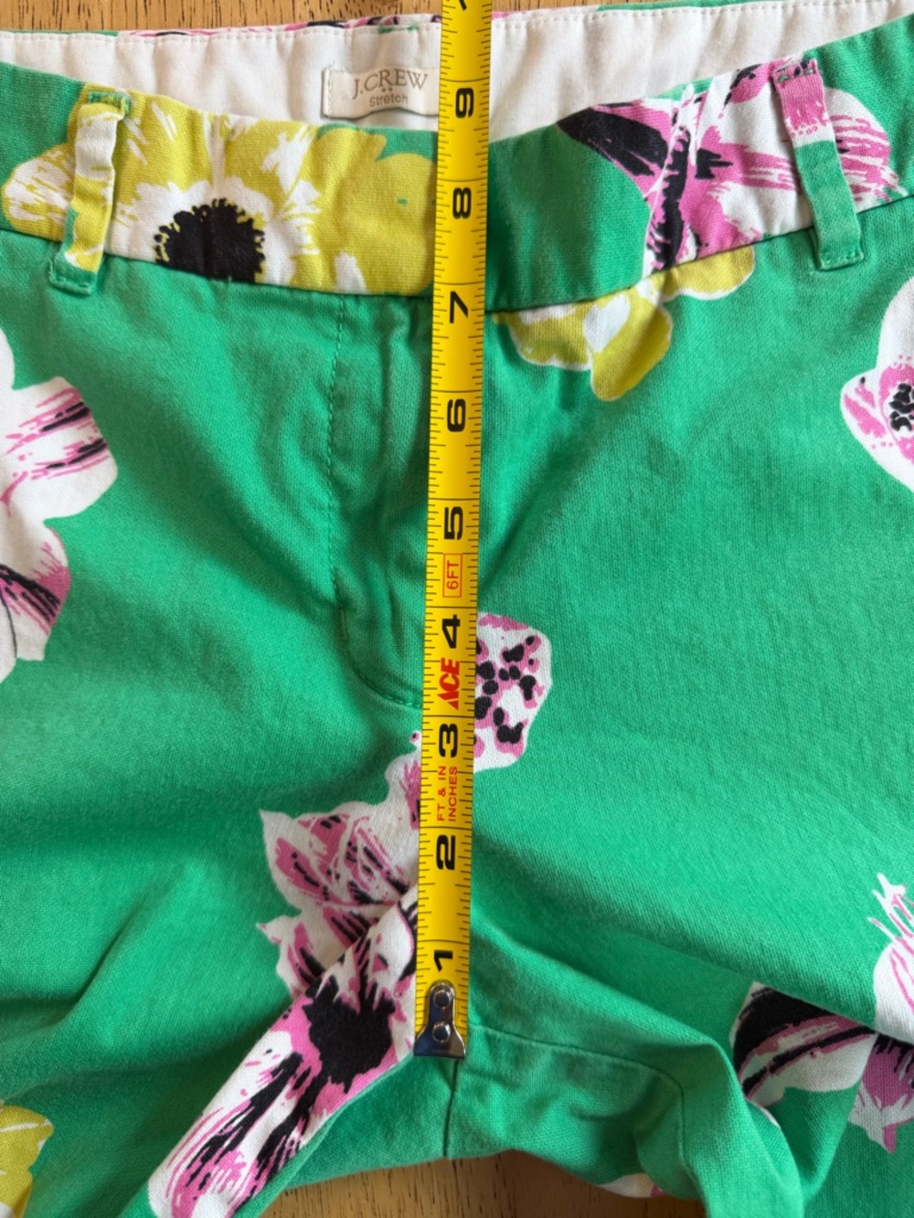 J. Crew Stretch Cropped Pants Womens Size 6 Floral Green Cotton Blend - Picture 8 of 9